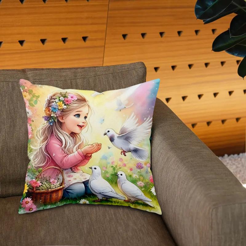 Vikama Pigeons Four-Season Pillowcases Soft Cushion Covers For Beds And Sofas Home Decor