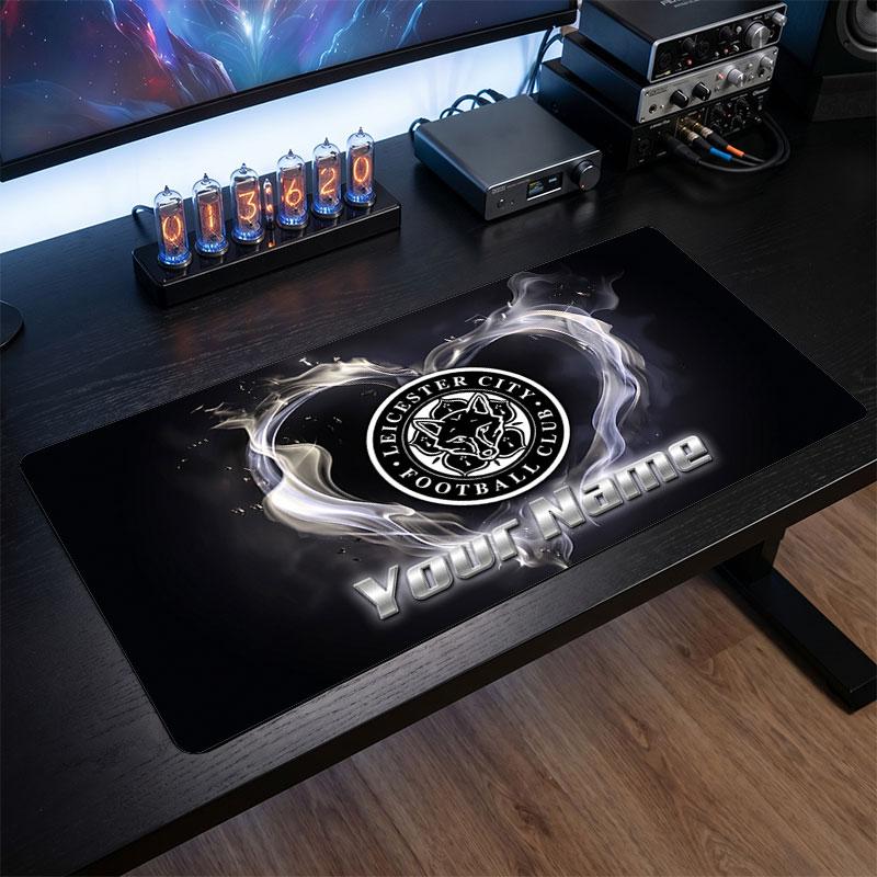 Leicester City Custom Large Mouse Pad, Personalized Name Text Print, Football Logo Non‑Slip Desk Mat Gaming Gift