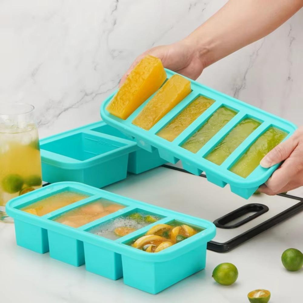 Creative 2/4/6 Grid Silicone Freezer Molds Non-toxic Fresh-keeping Meal Prep Container with Lids Wine Ice Blocks Maker Bar Pub