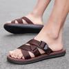 Модная мужская обувь, винтажные нескользящие пляжные сандалии 2024 года, летние новые мужские сандалии без застежек, дорожные домашние шлепанцы, черные коричневые