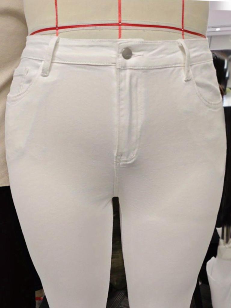 Женские черные и белые джинсы скинни из высокоэластичного денима - Большие размеры