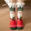 Рождественские женские хлопчатобумажные носки с принтом, более толстые напольные носки, ковровые носки