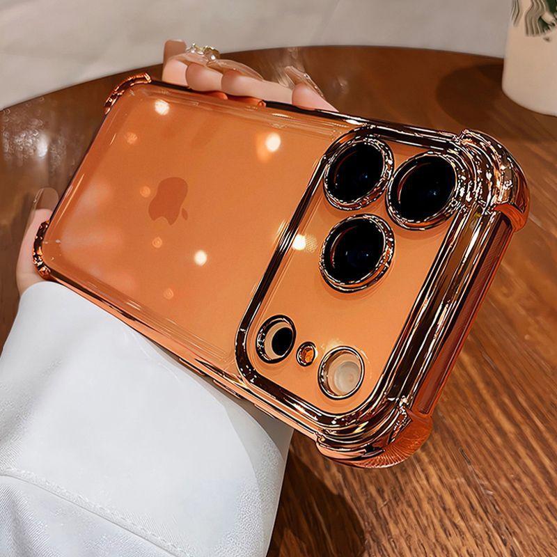 Подходит для Apple 17ProMax гальванизированный четырехсторонний противоударный чехол для мобильного телефона iPhone16 всесторонний 14/15 прозрачный мягкий чехол