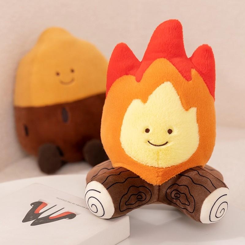 Adorable Plush Campfire With Realistic Flame And Tasty Sweet Potato And Corn Design For Cozy Winter Decor