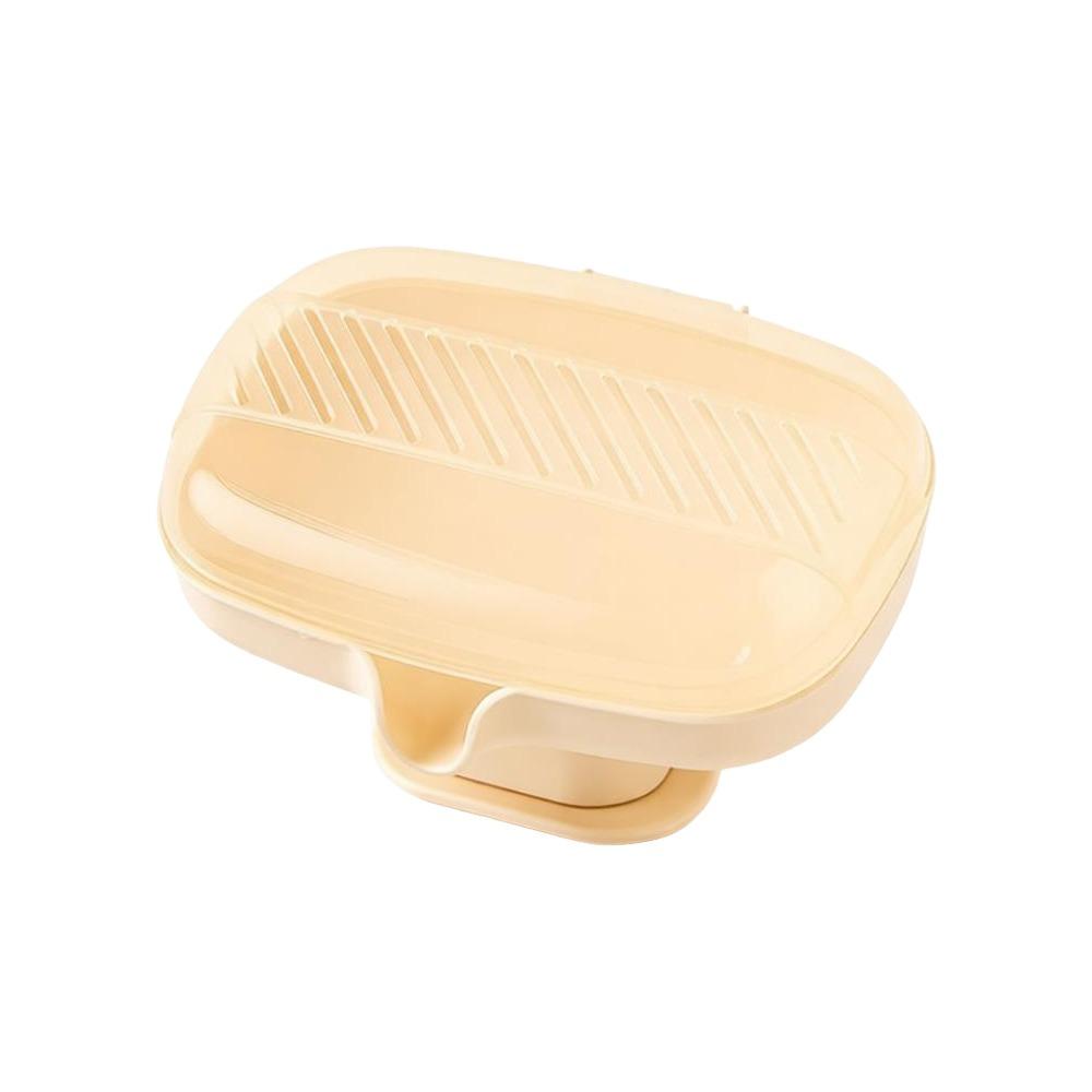 Durable Sloped Drainage Draining Soap Box Suction Cup Base Dustproof Lid Soap Dish Soap Holder for Bathroom Sink Countertop
