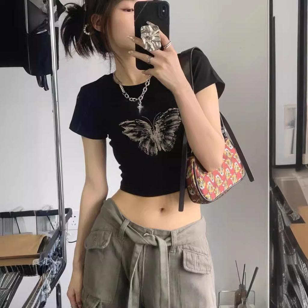 Летний кроп-топ с короткими рукавами, футболка в французском стиле «Чистое желание» для женщин