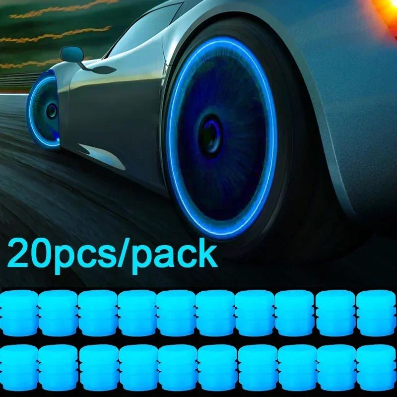 1/20 шт. Светящиеся колпачки для ниппелей, флуоресцентные, светящиеся ночью, декор для автомобиля, универсальные, для мотоцикла, велосипеда, пылезащитные, декоративные колпачки для ниппелей шин