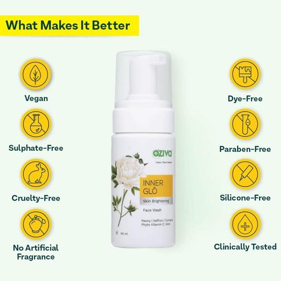 OZiva Inner Glo Skin Brightening Gel для умывания лица 100 мл