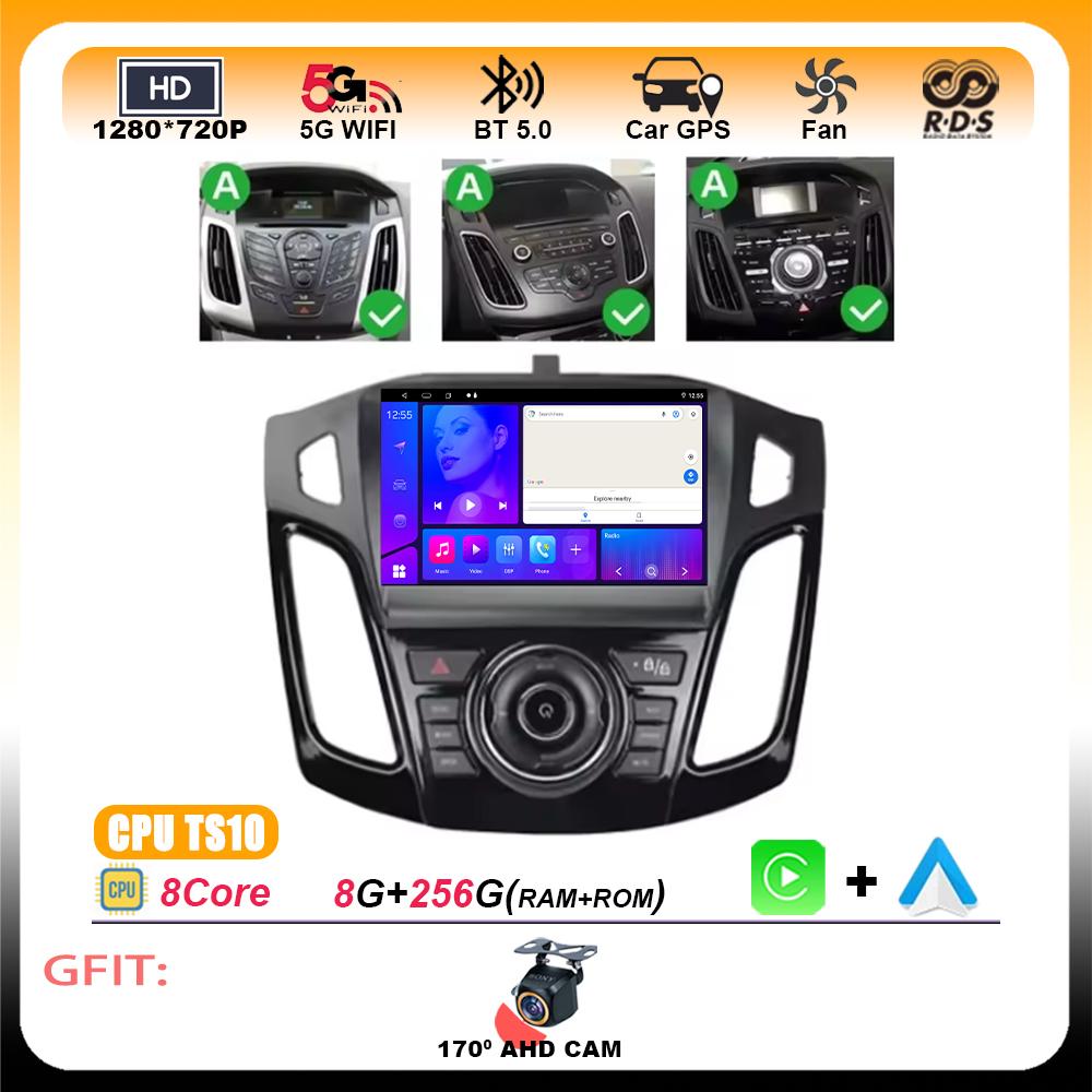 Android 15 Wireless CarPlay Auto For Ford Focus 3 Mk 3 2011 2012 -2015 Car Radio Multimedia Intelligent Systems GPS FM BT SWC