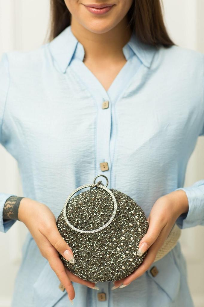 Women's Stylish and Useful Evening Dress Bag Platinum Stone Bracelet Evening Bag