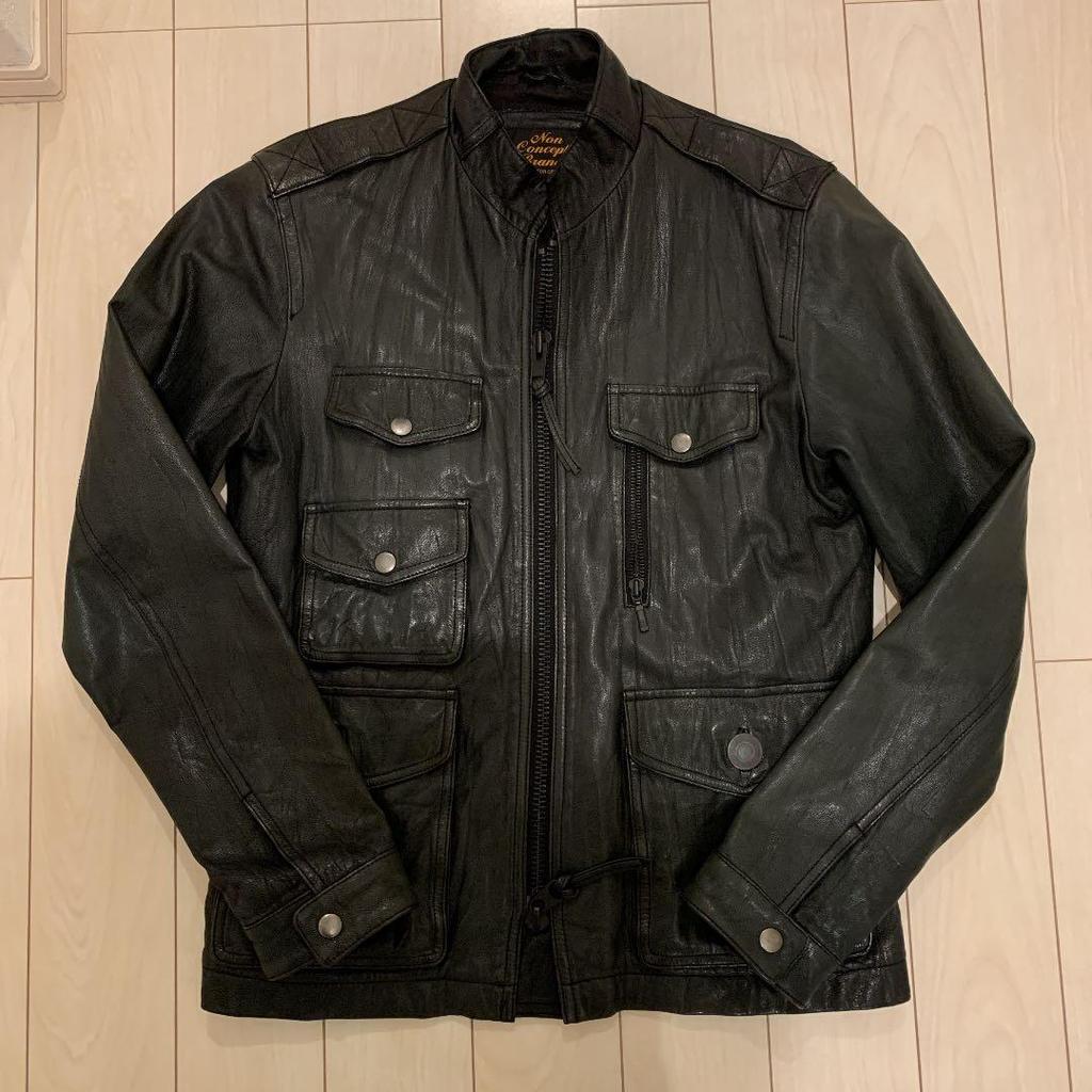 Used Rider's Jacket Leather Jacket Genuine Leather Goatskin Leather Black