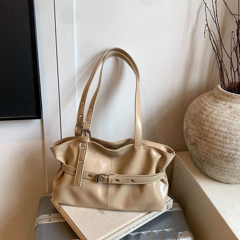 Кожаная сумка-тоут в корейском стиле класса люкс: Женская сумка подмышку большой вместимости