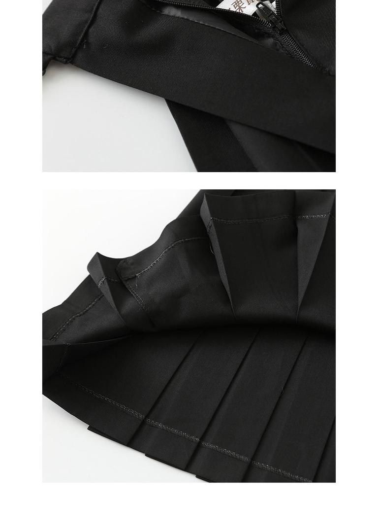 Японская плиссированная летняя школьная юбка JK - чистый черный индиго, в стиле колледжа