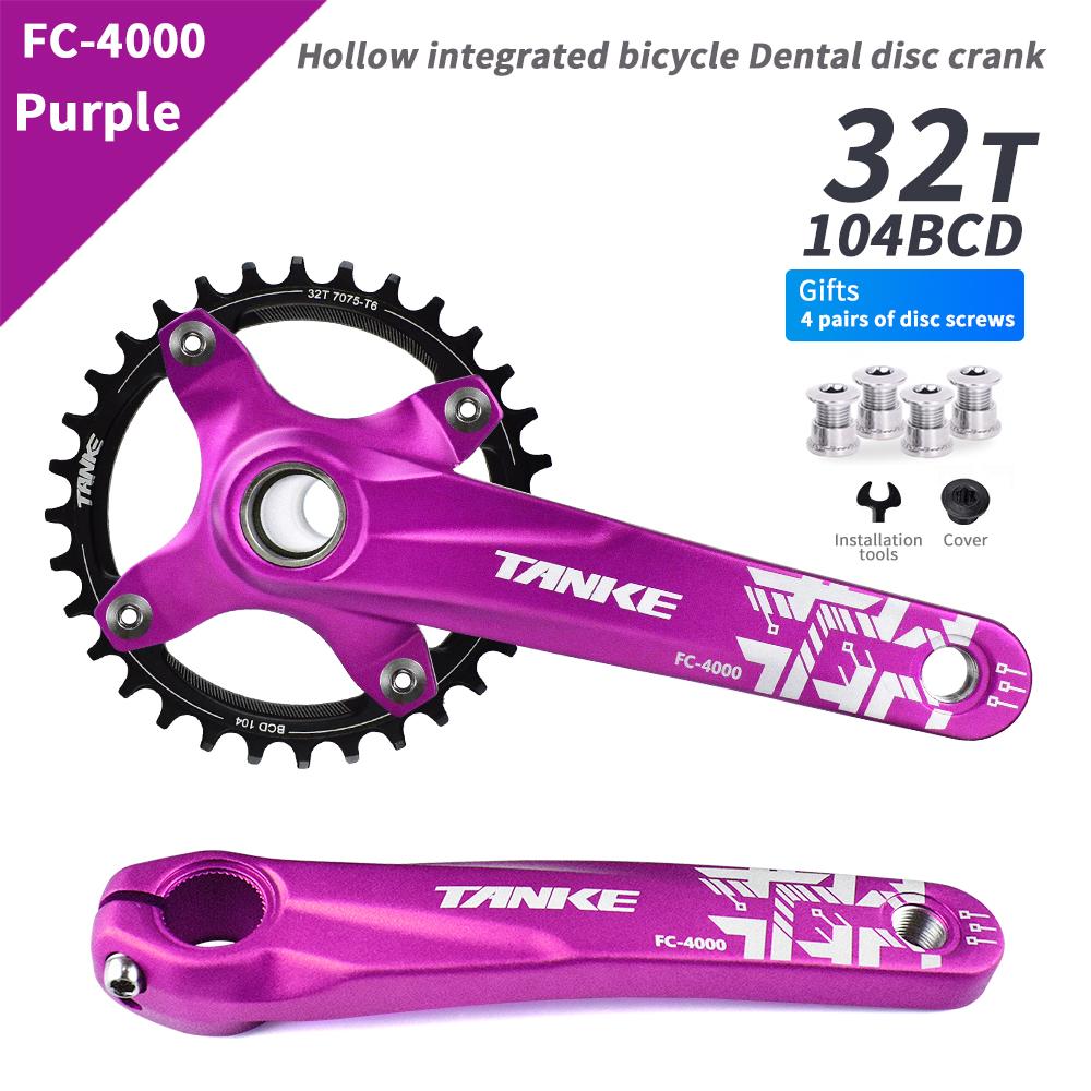 TANKE Crankset 170MM Bicycle Chainring Hollow Integrated Crankset 104 BCD Narrow Wide Bike MTB Crown Square Hole Sprocket Crank
