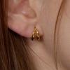 [LOMET] Объемные серьги-гвоздики с двумя линиями 14K GF_MJ5013BFE