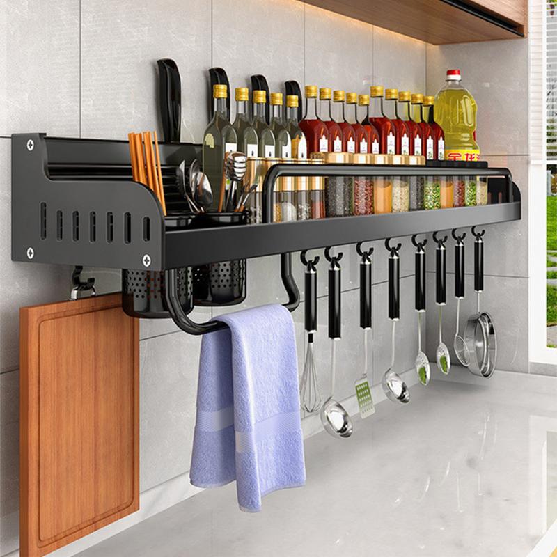 Кухонная полка без удара, новая настенная многофункциональная трубка для хранения приправ, палочек для еды, настенные кухонные аксессуары