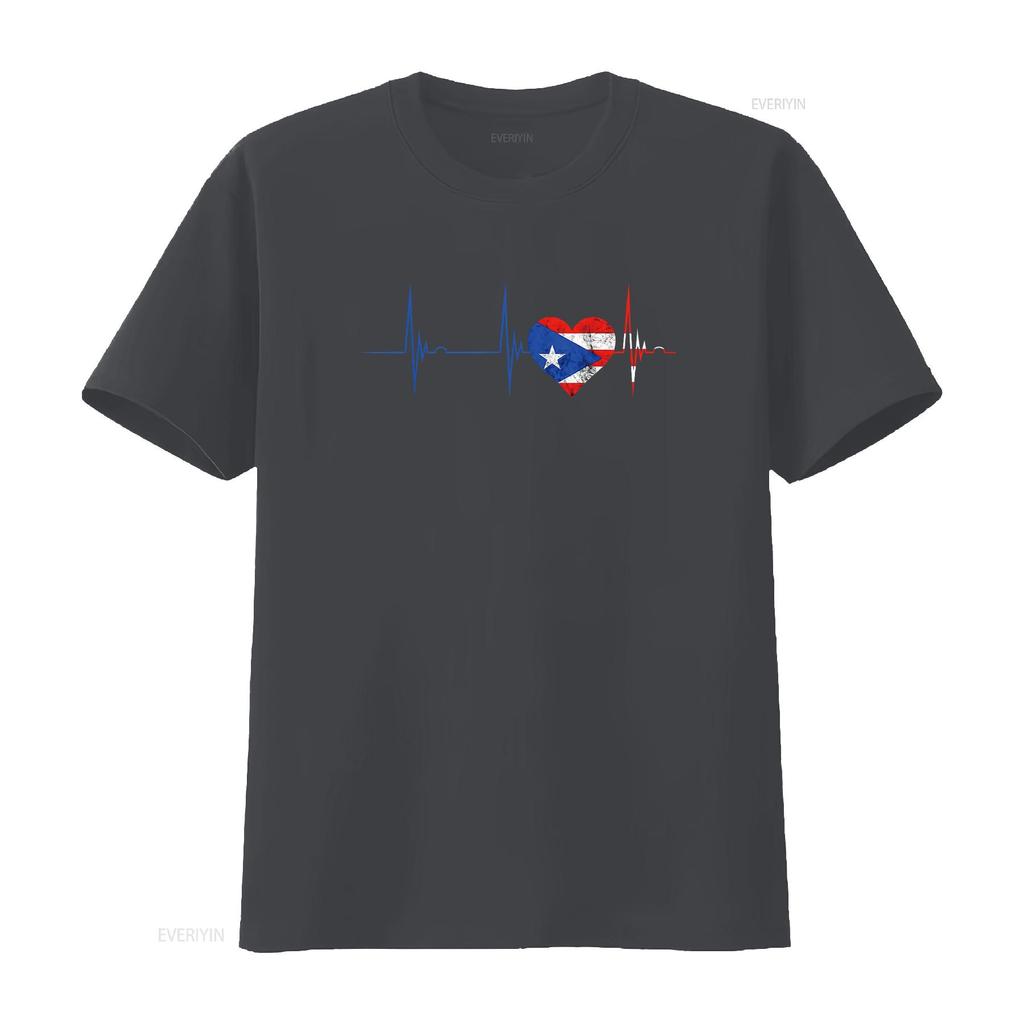 Womens T Shirt Puerto Rico Heart Puertorro Heartbeat EKG Pulse Rican Black 2X Large vintage Washed Soft Unisex graphic fashion