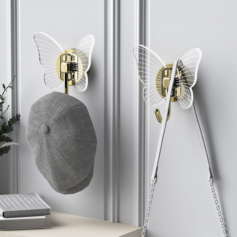 2 шт. креативные крючки-бабочки для ванной комнаты, настенные крючки без отверстий, не оставляющие следов крючки для одежды, сильные липкие крючки для прихожей