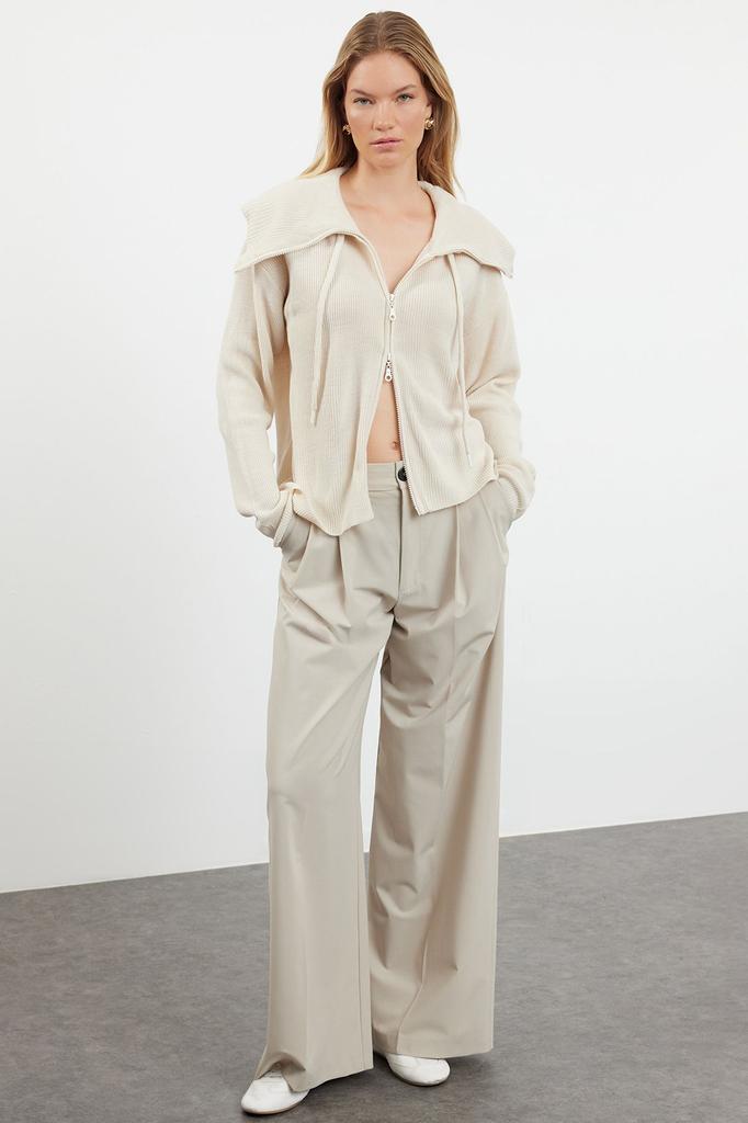 Женский модный стильный кардиган, широкий трикотажный кардиган с застежкой-молнией и деталью