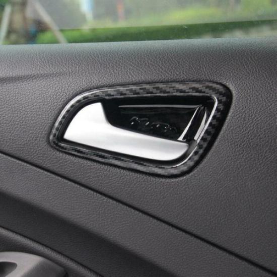 Для Ford Escape Kuga 2013- Накладки на чашки ручек дверей из углеволокна 4 шт.