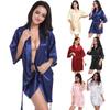 Plain Satin Robe Wedding Bridesmaid Kimono Dressing Gown Sleepwear Bathrobe