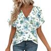 Women's Short Sleeve Shirts V Neck Print Tops Casual Tops Basic Tees Blouse Loose Tops