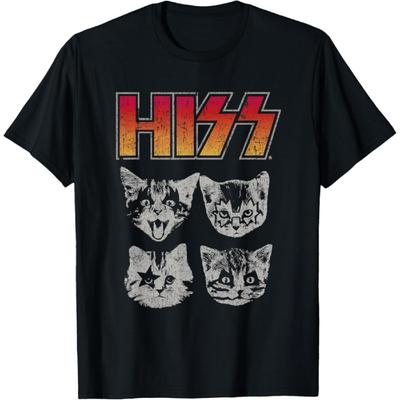 HISS Кошка Смешные Кошки Котята Рок-музыка Любитель кошек Hiss Футболка, Черная