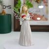 Love Heart Angel Figurine Golden Hair Wing Girl Resin Statue Sculpture Home Office Desktop Decoration Ornament Christmas Birthday Gift