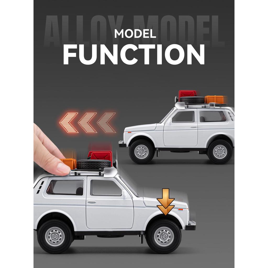 1/24 Российская LADA NIVA ВЕРСИЯ WILD Металлическая модель автомобиля Звук и свет Инерционная Детская игрушка Коллекционные предметы Подарок на день рождения