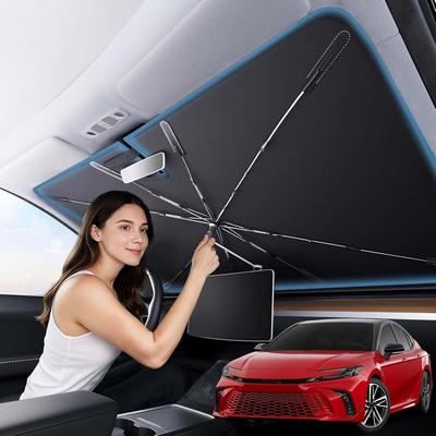 Zanch 2025 Улучшенный автомобильный солнцезащитный козырек на лобовое стекло [Охлаждение на 42°C] С покрытием для теплоизоляции, Складной солнцезащитный зонт с гибкой ручкой и ребрами,