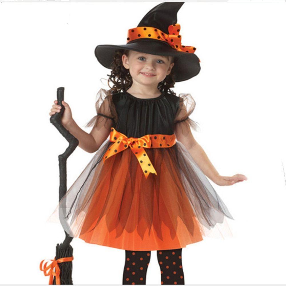 Wizard Kids Witch Dress Set Pointy Hat Halloween Cosplay Costumes Carnival