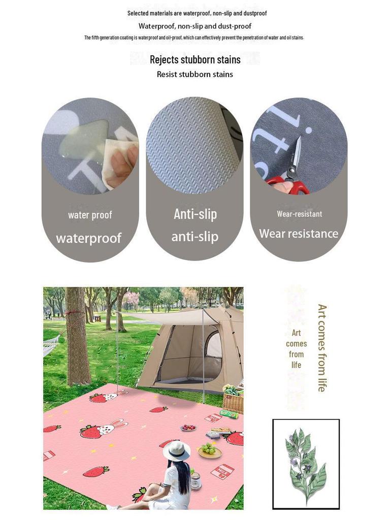 Водонепроницаемый утолщенный коврик для пикника: Портативный влагостойкий коврик для кемпинга и палатки