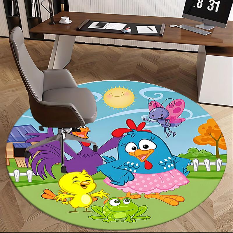 Charming Farm Animal Chair Mat - Round Carpet for Home Decor, Office Use, and Gifts0232b