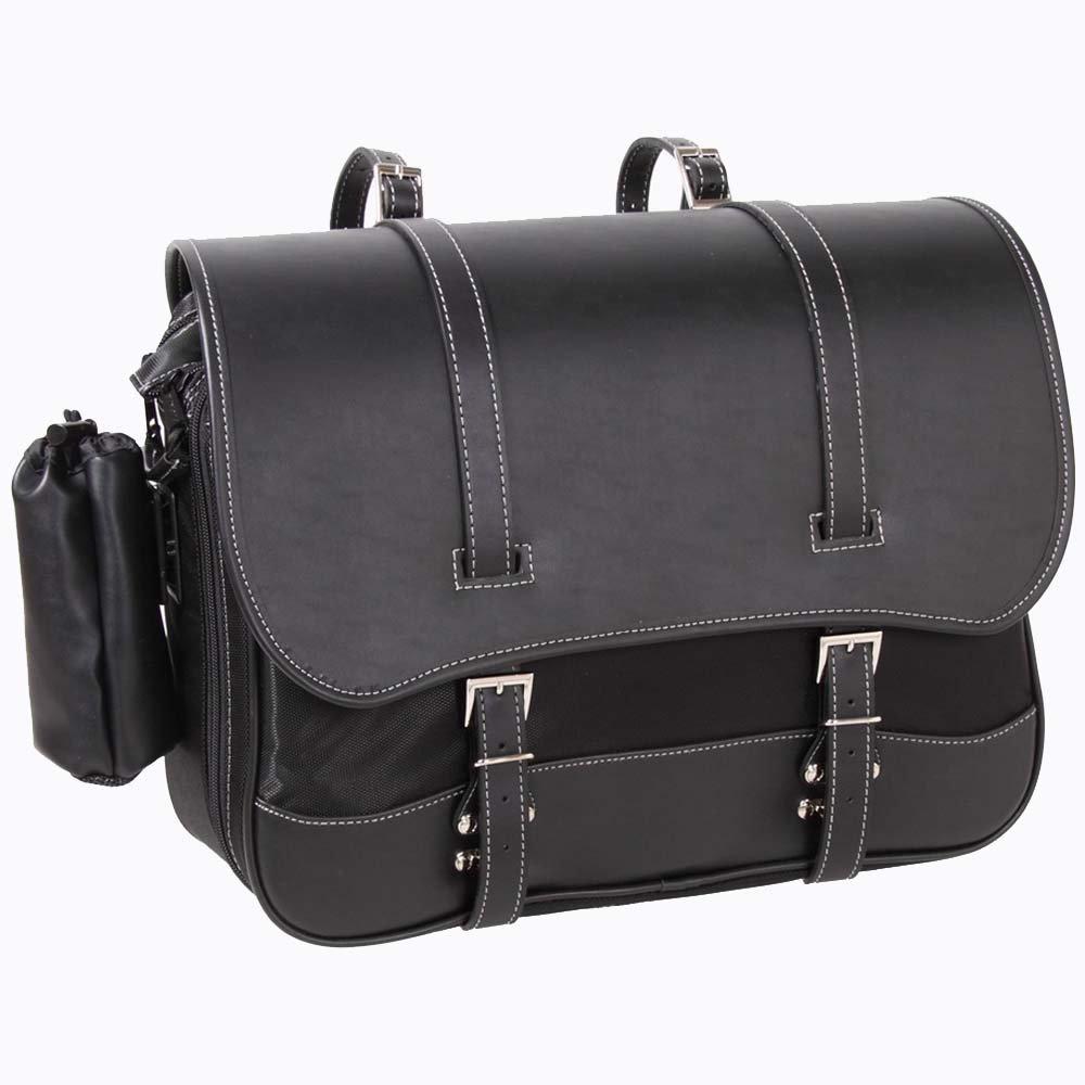 Сумка-седло DEGNER Adjuster Nylon PVC черная (искусственная кожа)/Нейлон 32x42x15~20см NB-42