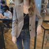 Women's 2022 Spring/Autumn Plaid Short Suit Jacket - Thin Style, Trendy, Elegant, Student Fit.