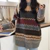 Vintage Sweaters Women Pullover Winter Striped Jumpers Korean Style Oversized Sweater Knitwear Casual Loose Pullover Pull Femme
