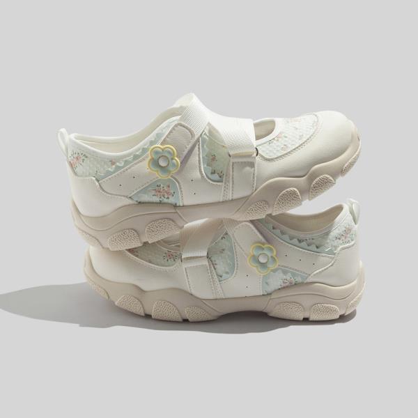 Модная обувь Женские кроссовки на платформе Женская обувь Толстая подошва Повседневные Розы Холст Резина Досуг Цветочный Липучка Ткань Однотонный Р