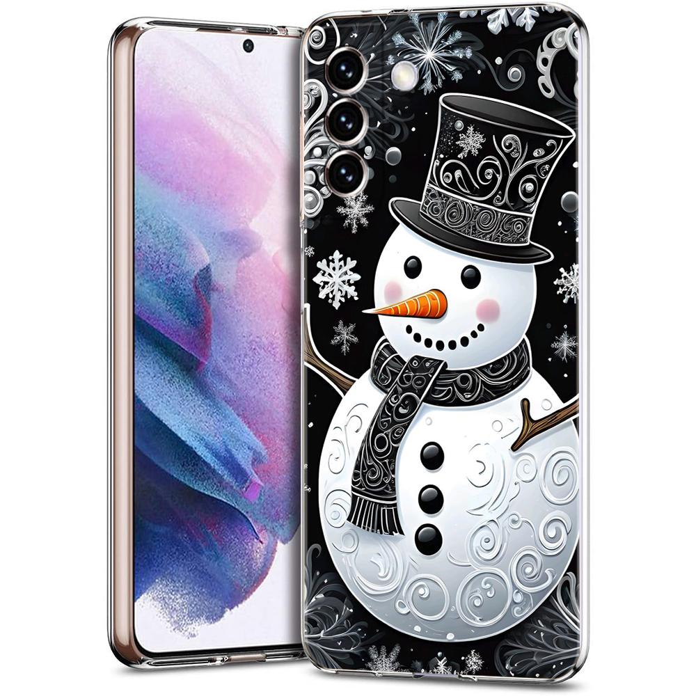 Прозрачный чехол-бампер для телефона Samsung Galaxy S25 S24 S23 S22 S20 S21 FE Ultra S24 S23 S10 S10E Plus с рисунком Рождественского Снеговика