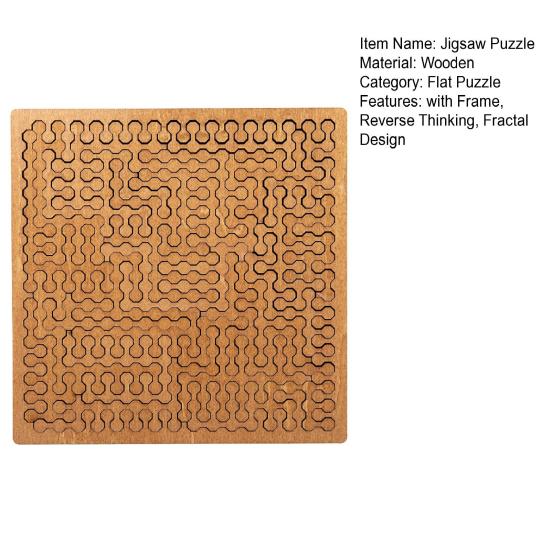 Wooden Fractal Tray Jigsaw Puzzle with Frame Reverse Thinking Impossible Difficult Puzzle Challenge Game Kids Adults Educational Irregular Puzzle Toy