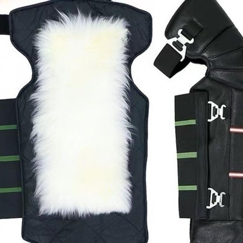 Наколенники из натуральной кожи и шерсти с флисовой подкладкой - Защита от зимнего холода и ветра для езды на мотоцикле и электросамокате