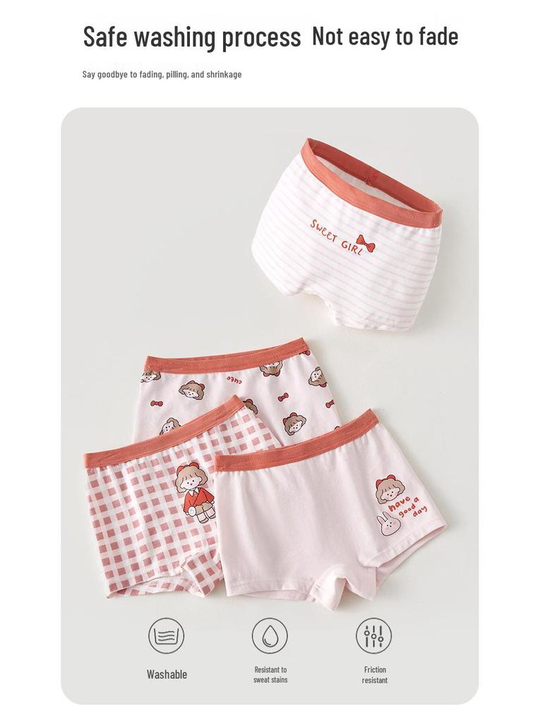 Антибактериальные хлопковые боксеры для девочек - Дизайн с плоскими штанинами без сдавливания для детей