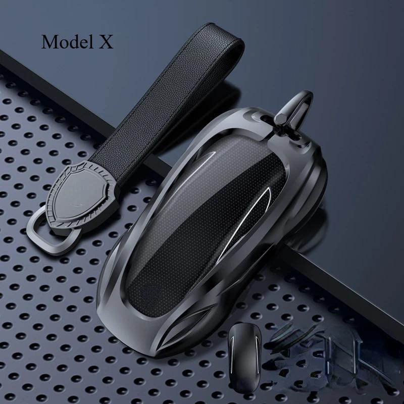 For Tesla Model 3 Y S Model X Zinc Alloy Black Car Key Protection Shell Cartoon Smart Remote Key Cover Car Accessories