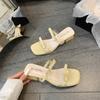 Женская обувь Лоферы Блестящие Слайды Тапочки Мягкий Квадратный каблук 2025 Желейный Комфорт Блок Весенние Скандалы Обувь Тапочки Мягкий