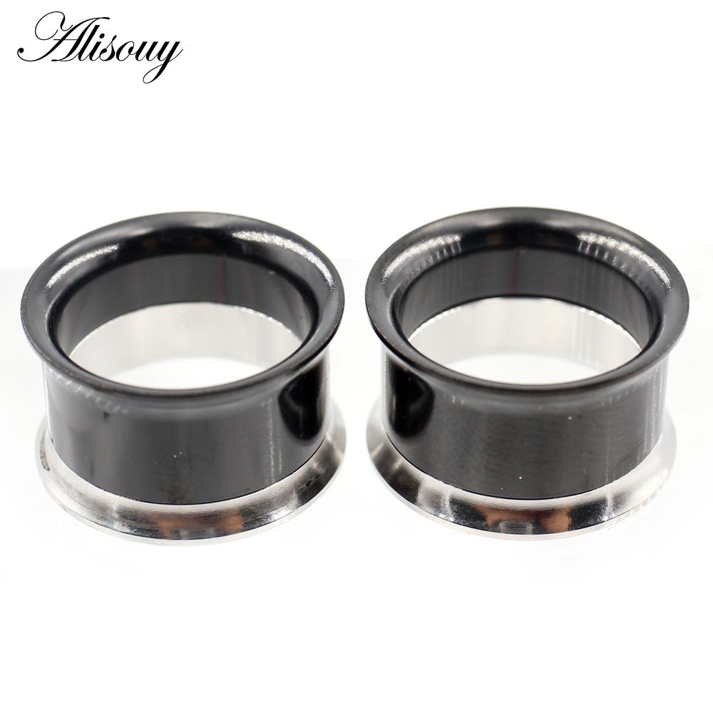 Alisouy 2PC нержавеющая сталь нить полые ушные заглушки для туннеля расширитель растяжитель двойные расклешенные калибры серьги пирсинг ювелирные изделия