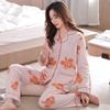 Пижама женская из чистого хлопка с длинным рукавом, хлопковая одежда для дома больших размеров на середину осени и зиму
