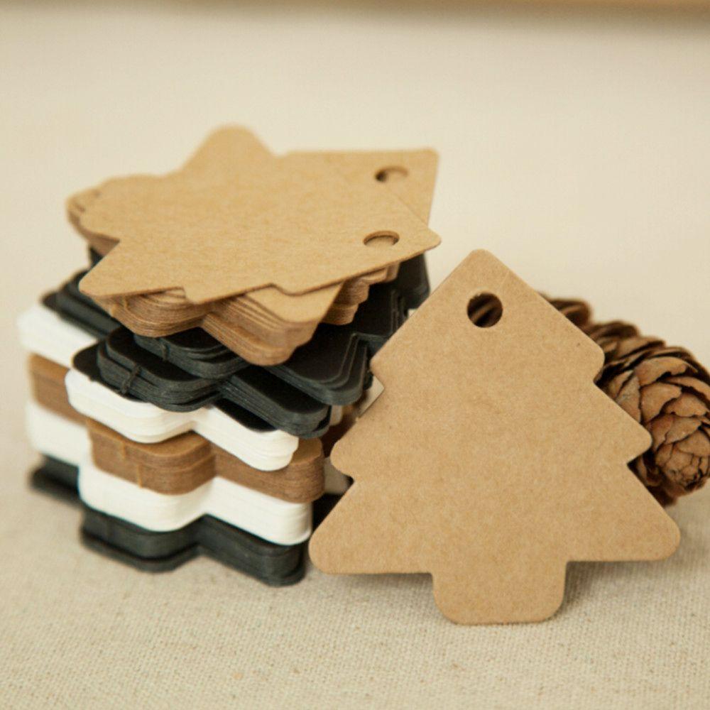 100PCS Kids Party Wedding Christmas Tree Shape DIY Kraft Paper Gift Tag