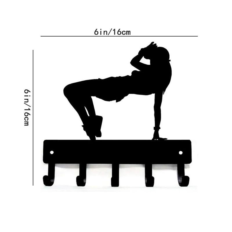 1pc  Hip Hop Girl Dance - Key Hooks Holder - 6 Inch Wide/9 Inch Wide Metal Wall Art Metal Sandblasted, Iron Art,Coat Hanger