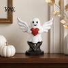 Decorative Sculpture for Office Angel Ghost Statue, Smiling Holding Heart Figurine, Cute Romantic Small Statue Display Cabinet Halloween Valentine's