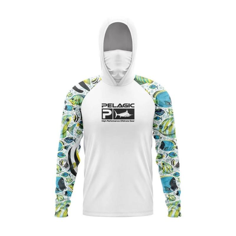 Mens Quick-Dry UV Protection Fishing Hoodie With Face Cover Outdoor Sports Cycling Running Hiking