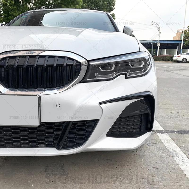 For 2019-2022 BMW G20 M Sport Front Bumper Lip Spoiler Fog Lamp Cover Trim 318i 320i 325i 330i 330d Front Wind Blade Kit Tuning